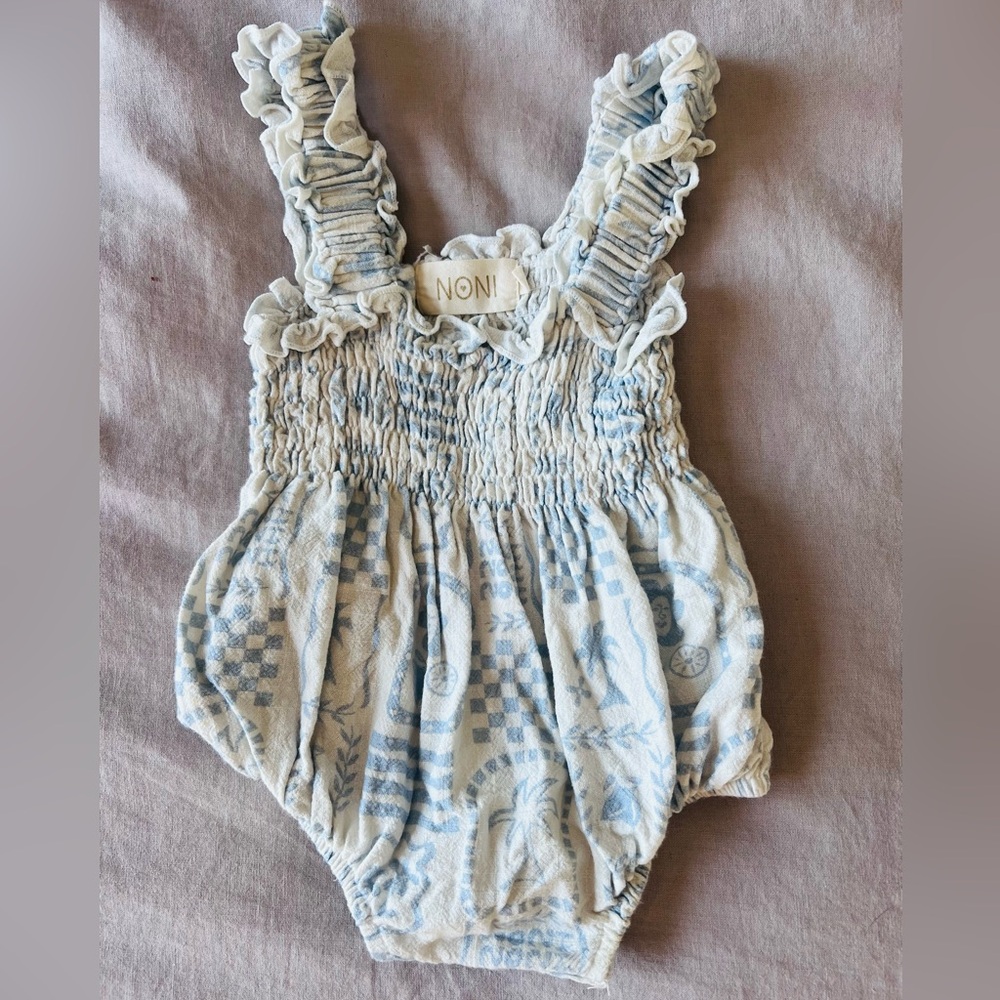 Blue Patterned Kids Bodysuit